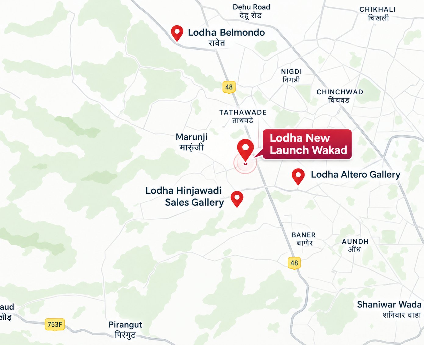Lodha Wakad Residences location map